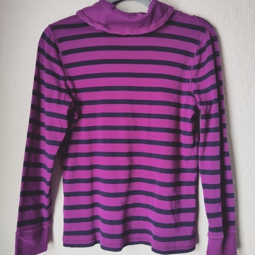 Lauren Ralph Lauren Women's Long Sleeves with Stripes Top Purple & Black size L - Picture 3 of 11